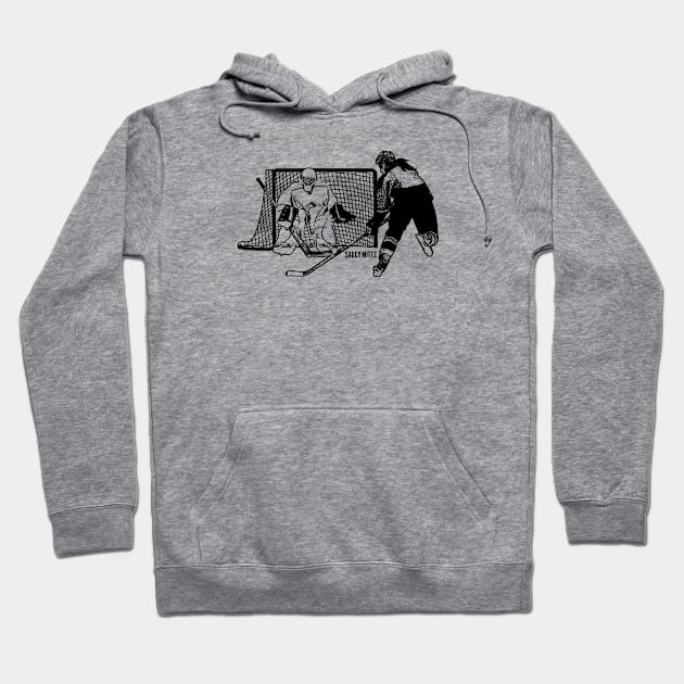 Women's Hockey Shot On Net Ink Sketch Hoodie by SaucyMittsHockey